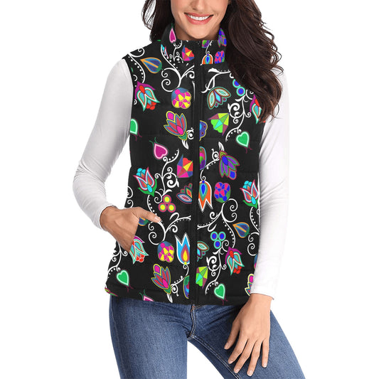 Indigenous Paisley Black Women's Padded Vest Jacket