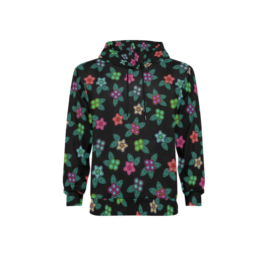 Berry Flowers Black Fleece Hoodie