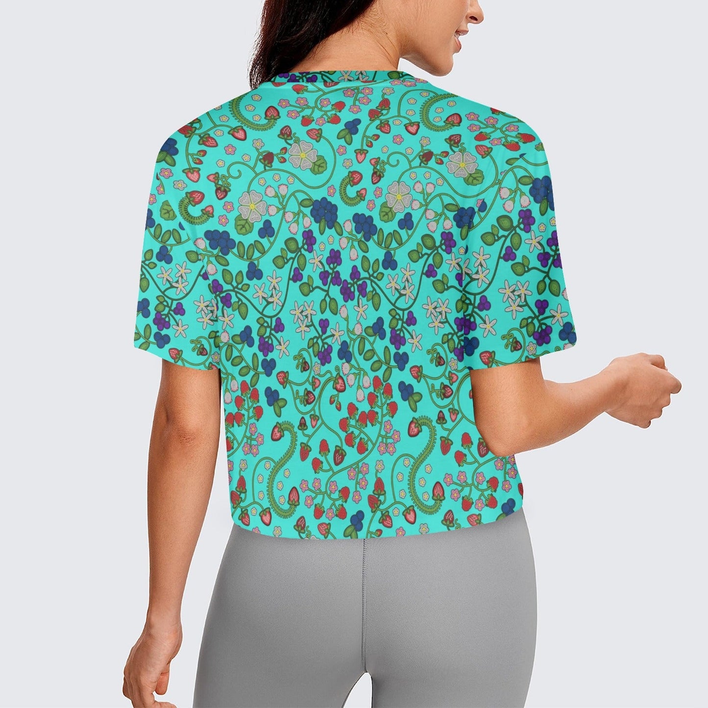 Grandmother Stories Turquoise Crop Top