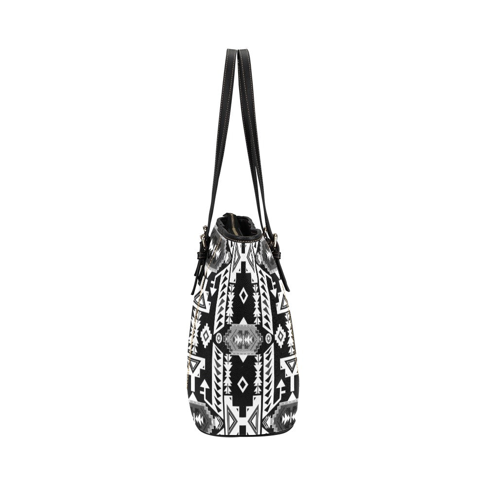 Chiefs Mountain Black and White Leather Tote Bag