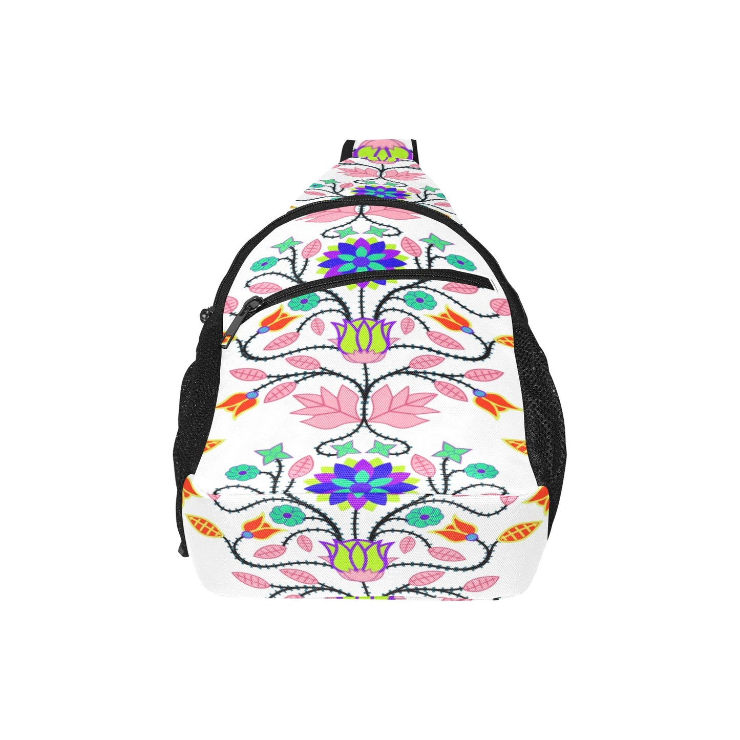 Floral Beadwork Four Clans White Chest Bag