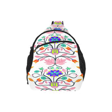 Load image into Gallery viewer, Floral Beadwork Four Clans White Chest Bag
