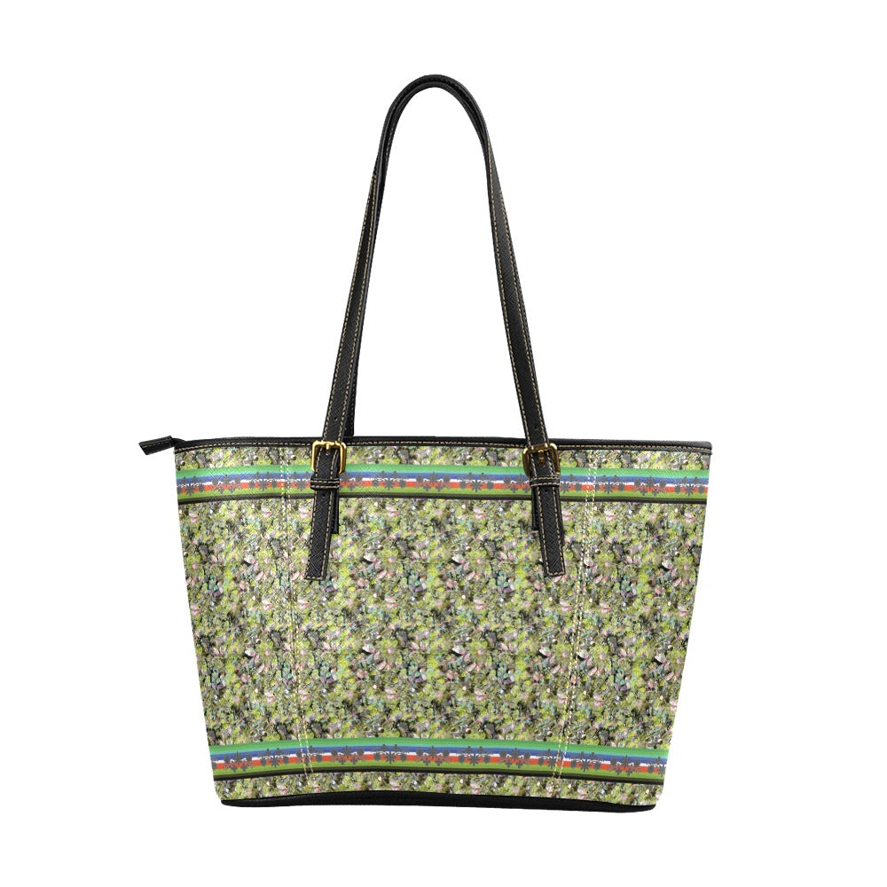 Culture in Nature Green Leaf Leather Tote Bag