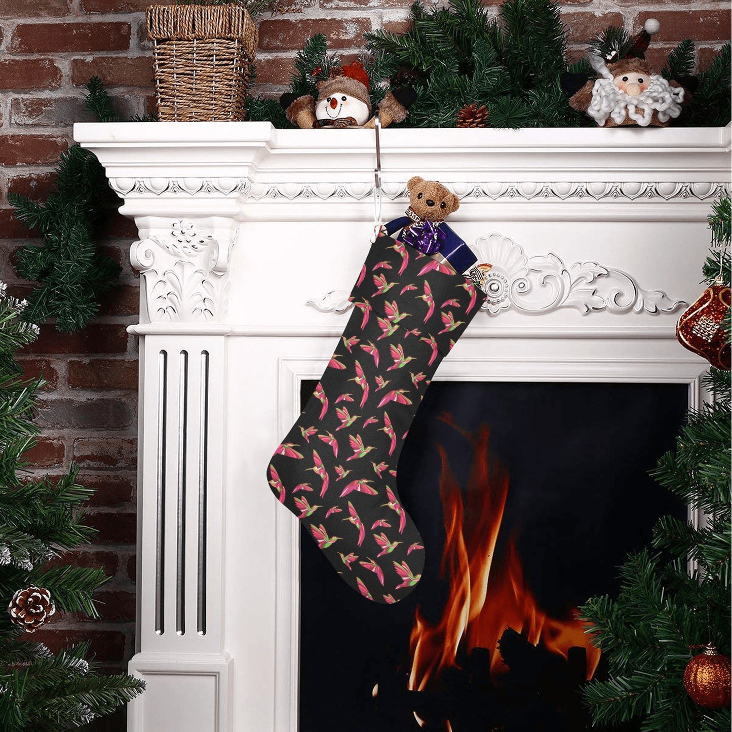 Red Swift Colourful Black Christmas Stocking