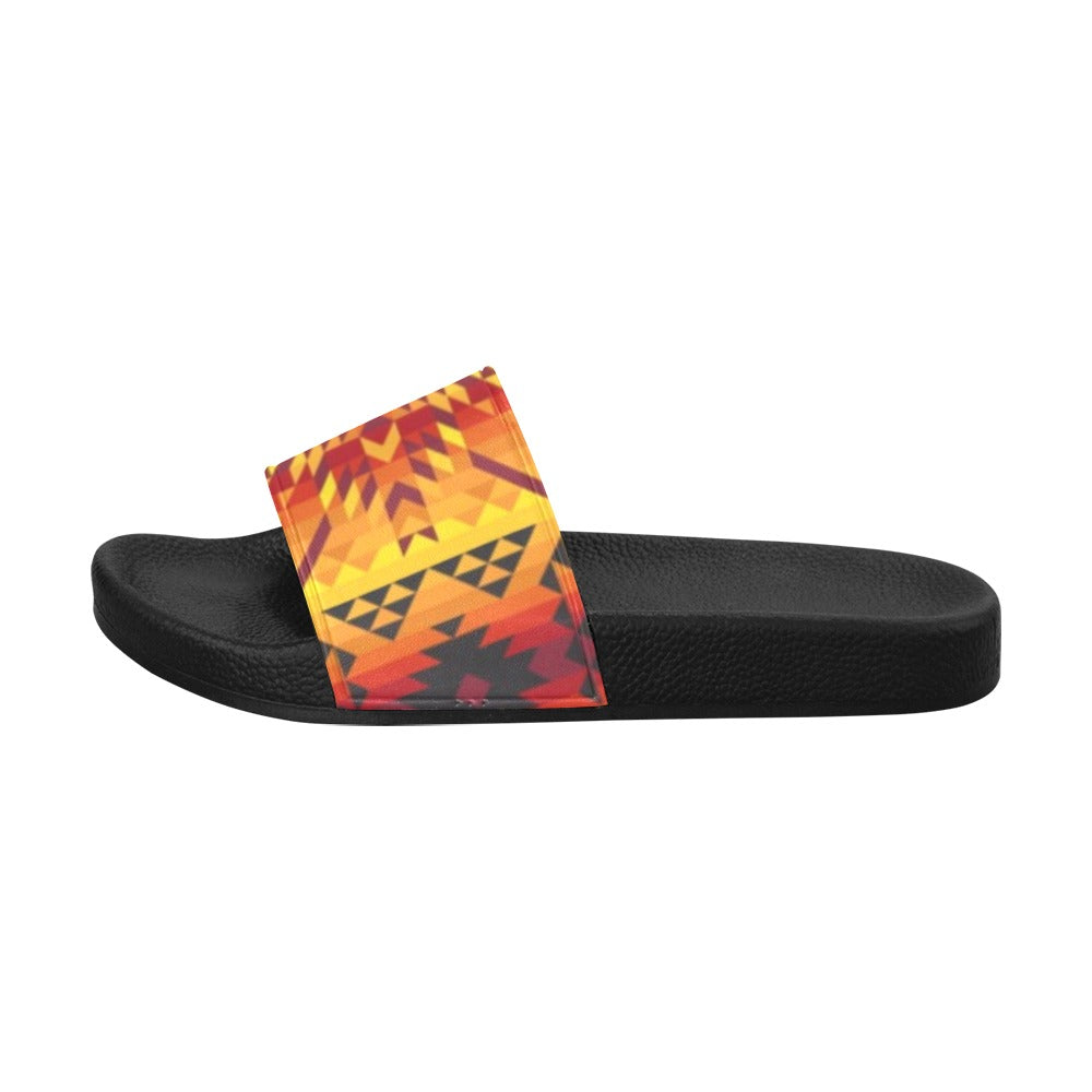 Desert Geo Yellow Red Women's Slide Sandals