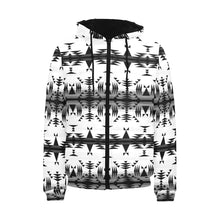 Load image into Gallery viewer, Between the Mountains White and Black Men&#39;s Padded Hooded Jacket
