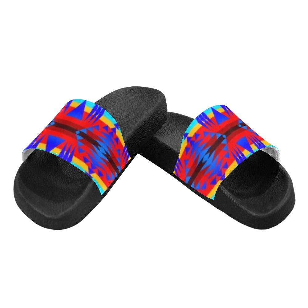 Between the Mountains Blue Slide Sandals