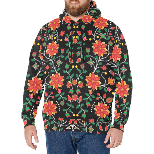 Floral Beadwork Six Bands Men's Long Sleeve Fleece Hoodie