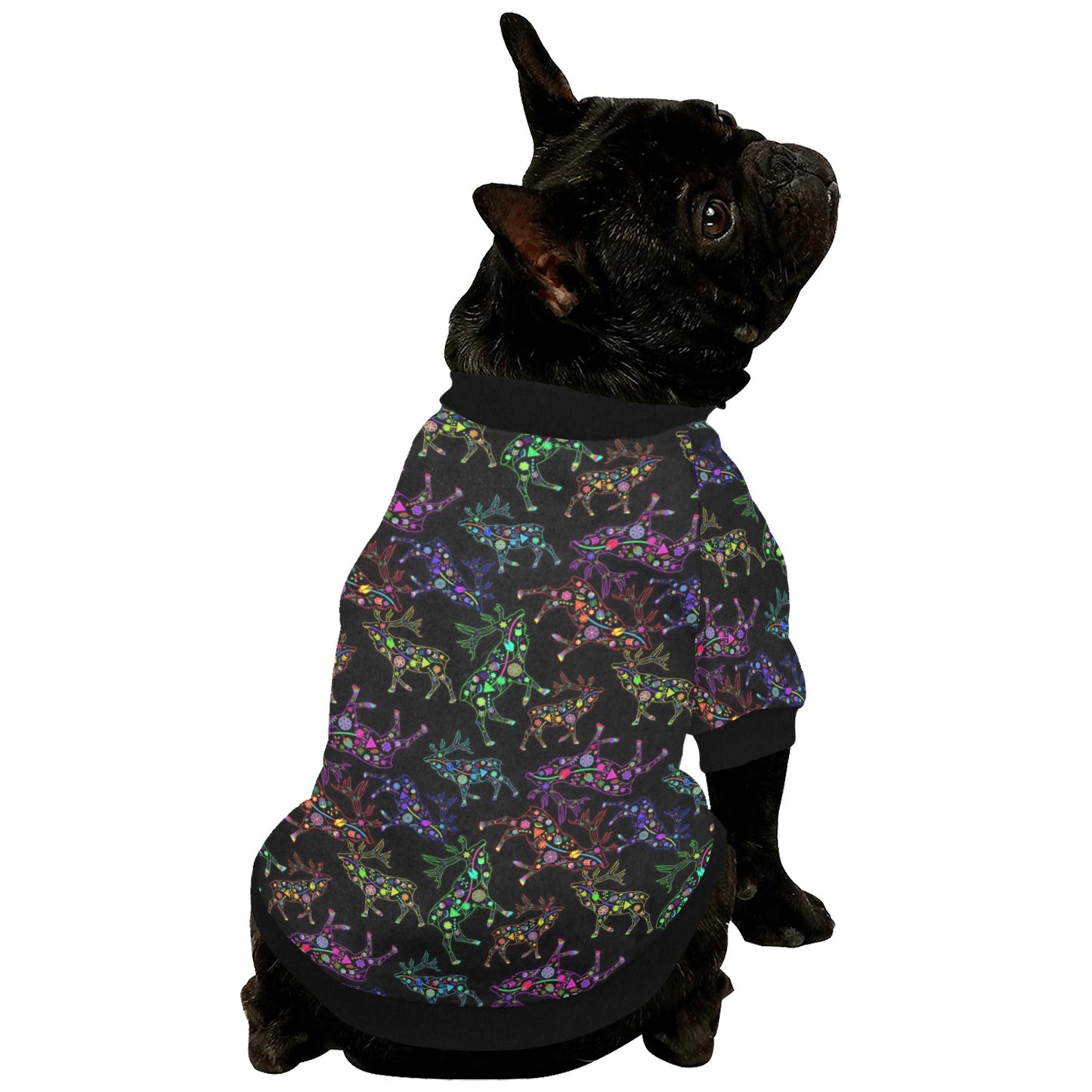 Neon Floral Elks Pet Dog Round Neck Shirt