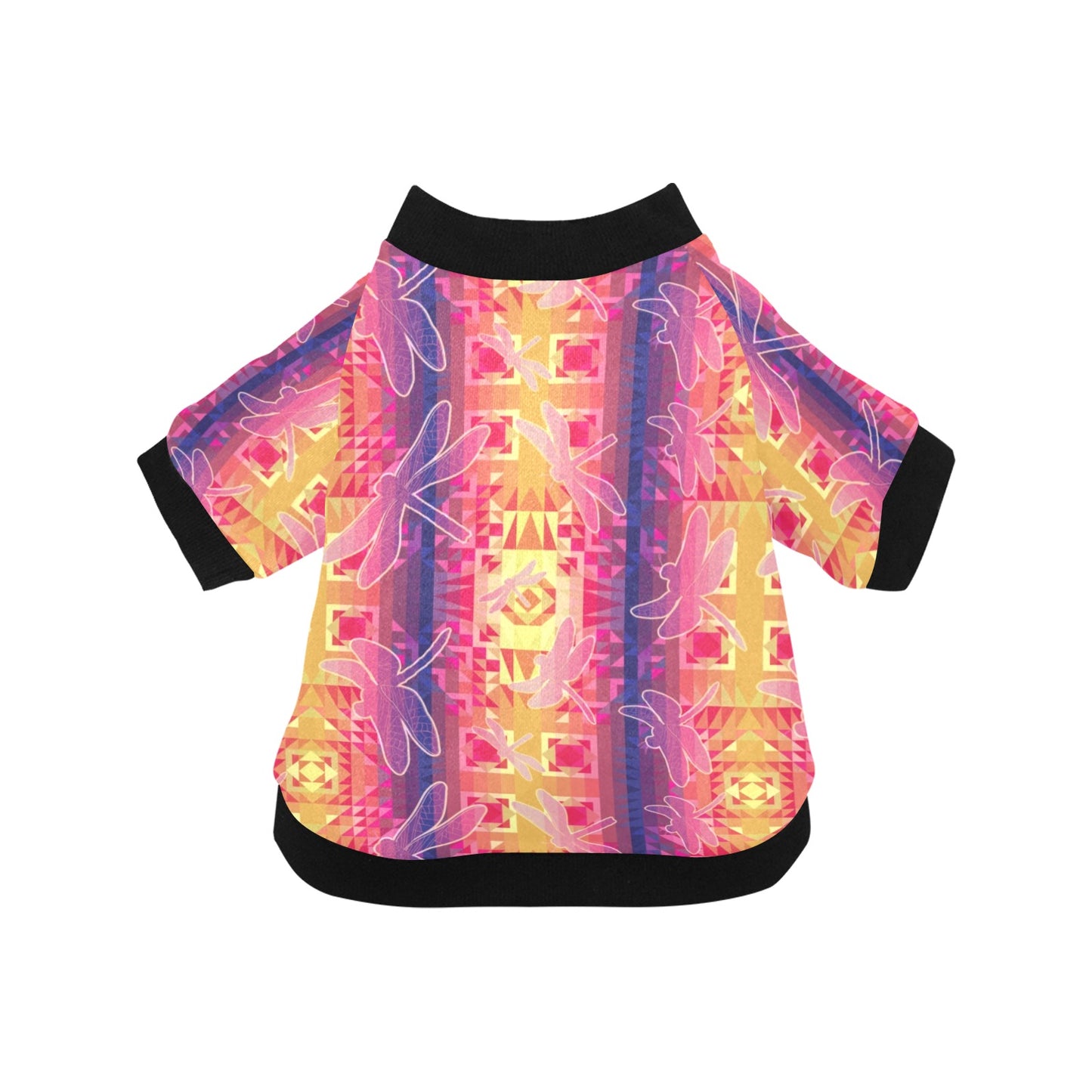 Kaleidoscope Dragonfly Pet Dog Round Neck Shirt