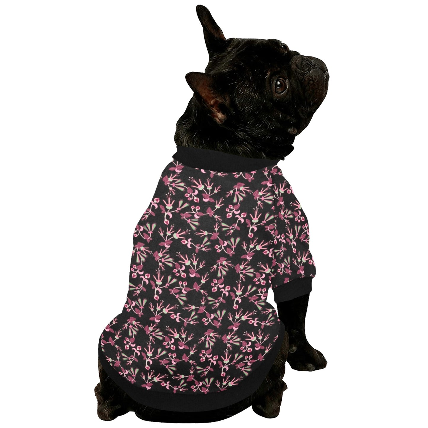 Floral Green Black Pet Dog Round Neck Shirt