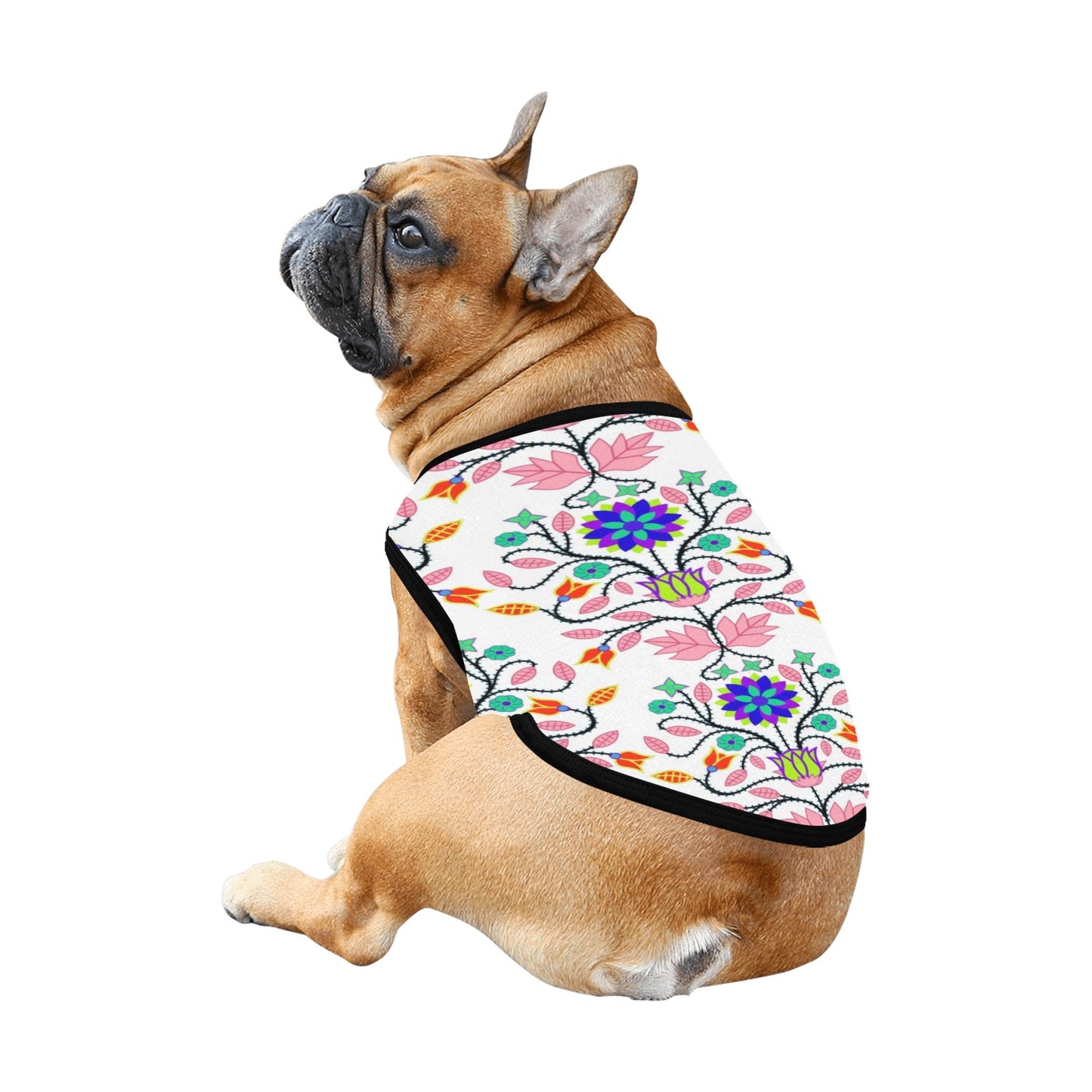 Floral Beadwork Four Clans White Pet Tank Top