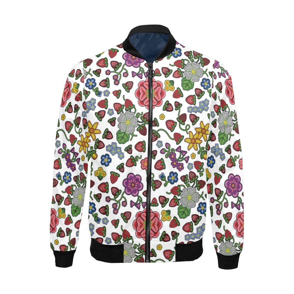 Berry Pop White Bomber Jacket for Men