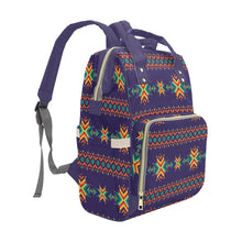 Load image into Gallery viewer, Dreams of Ancestors Indigo Multi-Function Diaper Backpack/Diaper Bag
