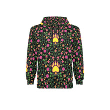 Load image into Gallery viewer, Floral Bearpaw Pink and Yellow Men&#39;s Long Sleeve Fleece Hoodie
