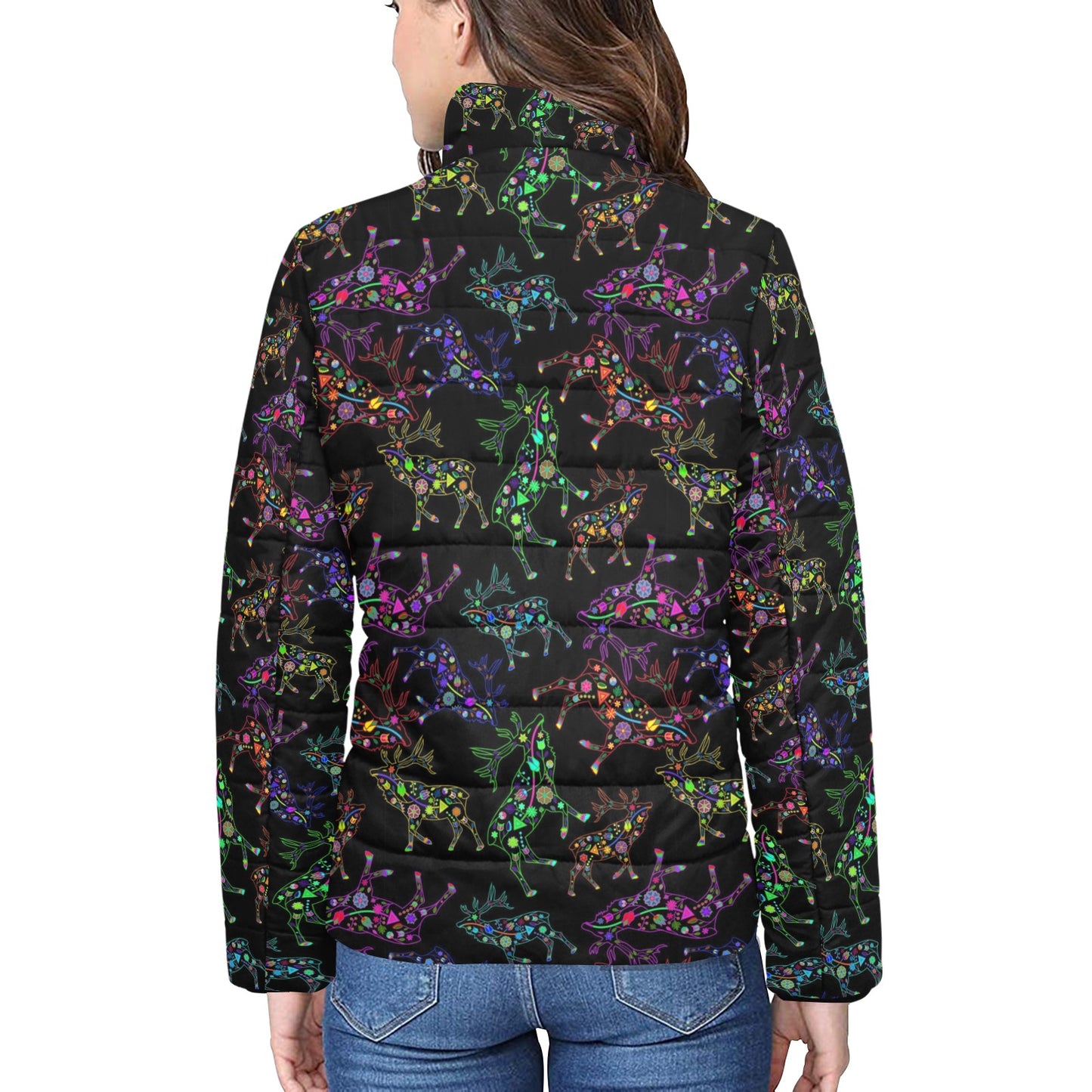 Floral Elk Women's Stand Collar Padded Jacket