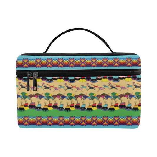 Horses and Buffalo Ledger Torquoise Cosmetic Bag