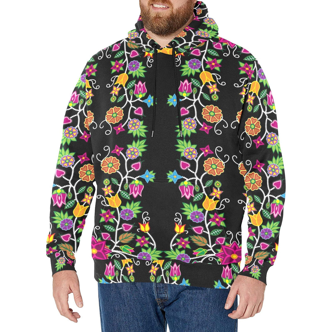 Floral Beadwork Men's Long Sleeve Fleece Hoodie