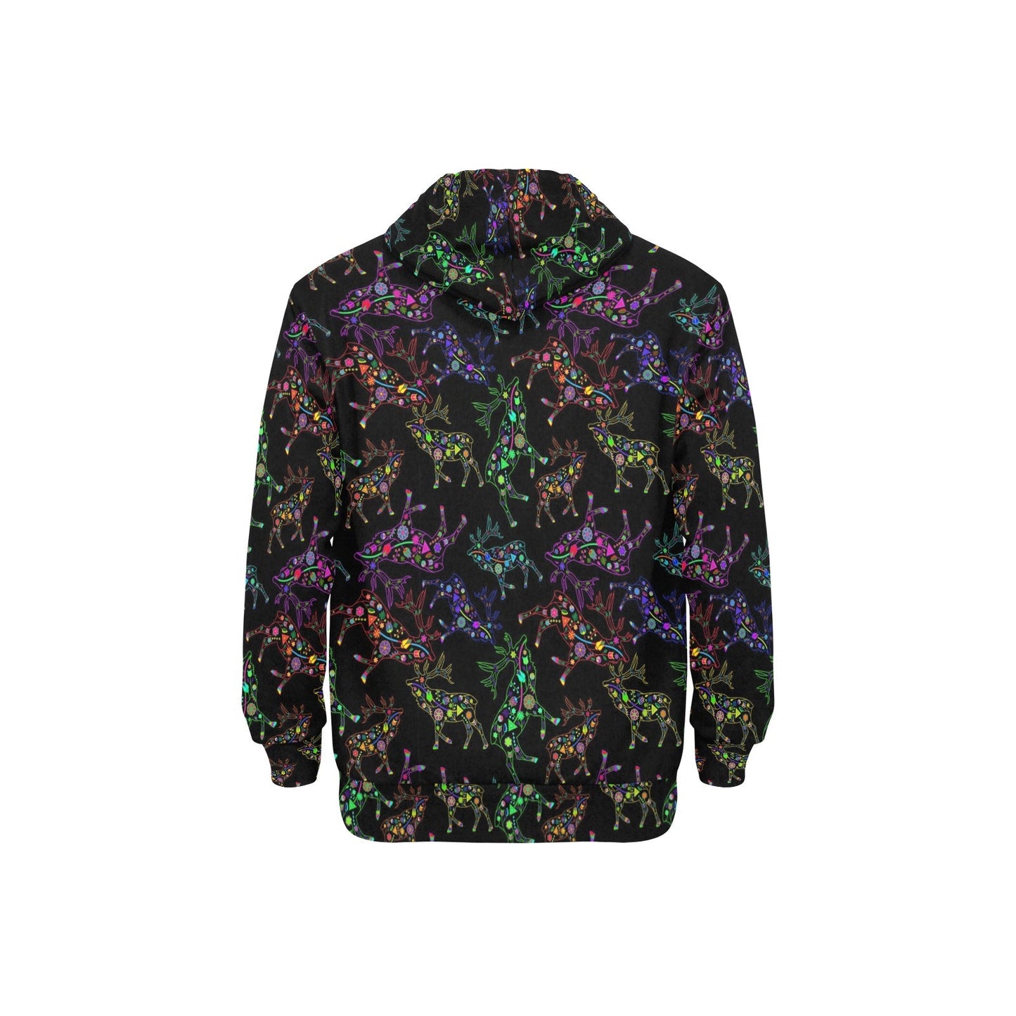 Neon Floral Elks Men's Long Sleeve Fleece Hoodie