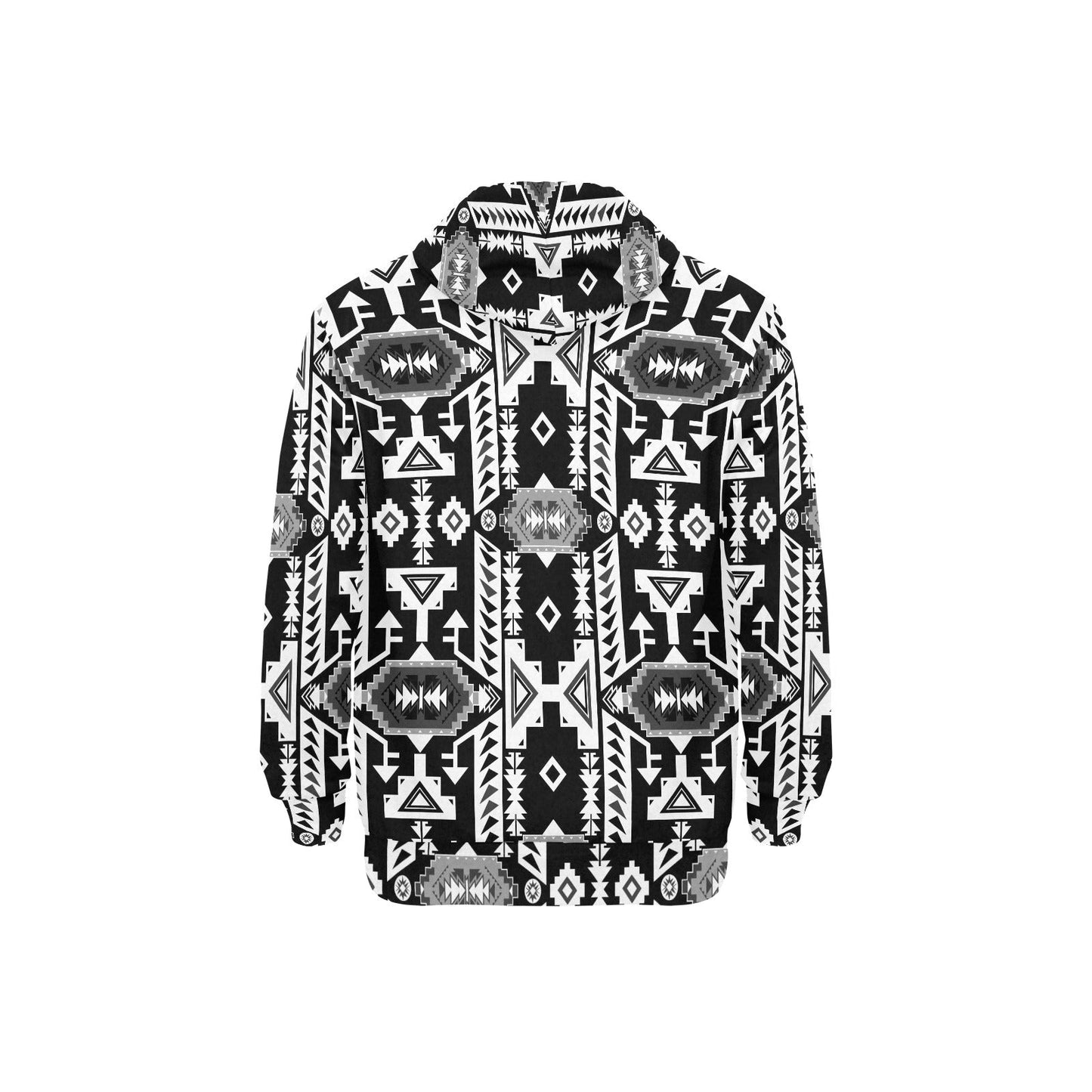 Chiefs Mountain Black and White Men's Long Sleeve Fleece Hoodie