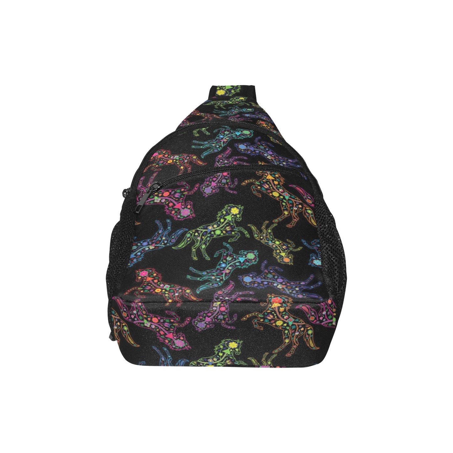 Neon Floral Horses Chest Bag