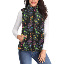 Load image into Gallery viewer, Neon Floral Bears Women&#39;s Padded Vest Jacket
