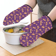 Load image into Gallery viewer, Gathering Yellow Purple Oven Mitt &amp; Pot Holder
