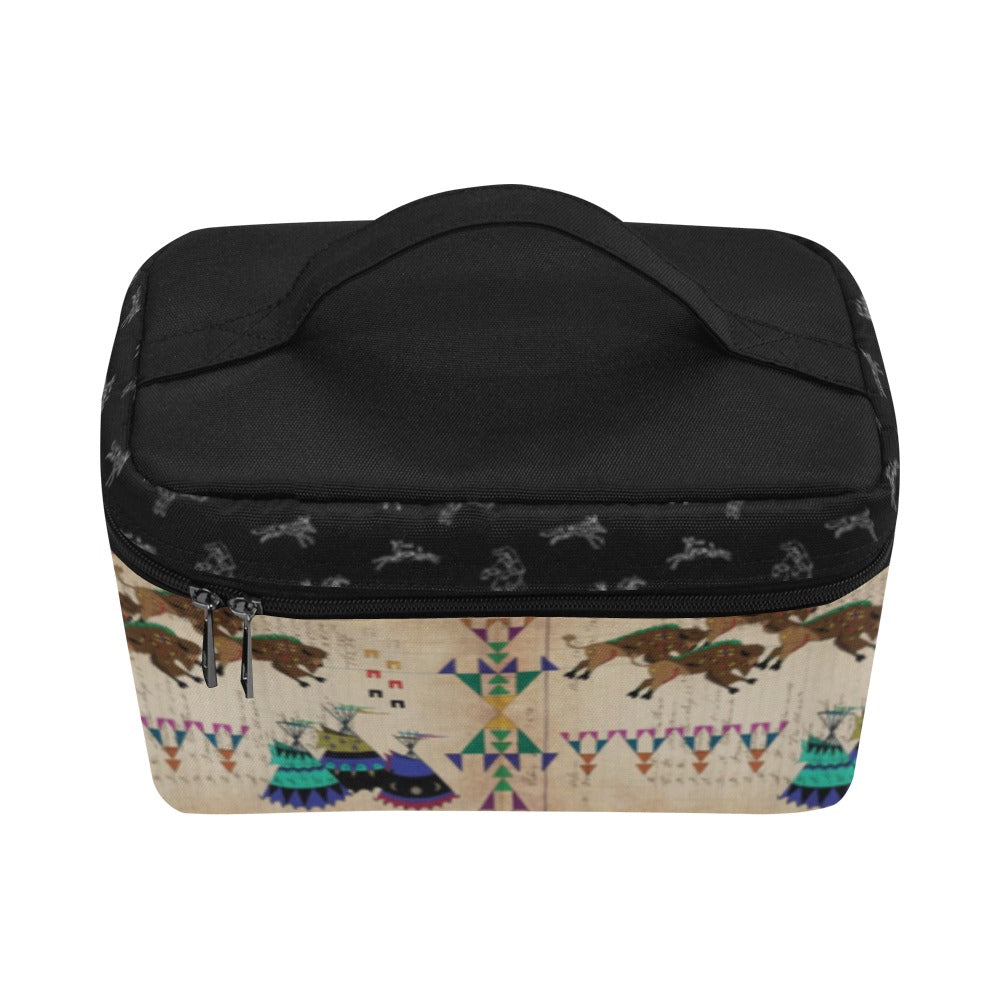 Buffalos Running Black Sky Cosmetic Bag