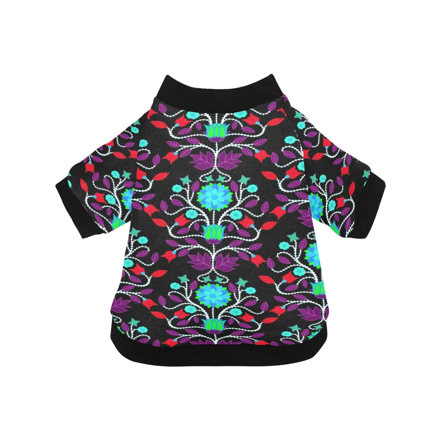 Floral Beadwork Four Clans Winter Pet Dog Round Neck Shirt