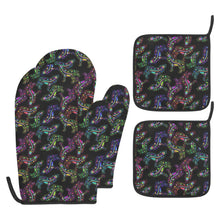 Load image into Gallery viewer, Neon Floral Wolves Oven Mitt &amp; Pot Holder
