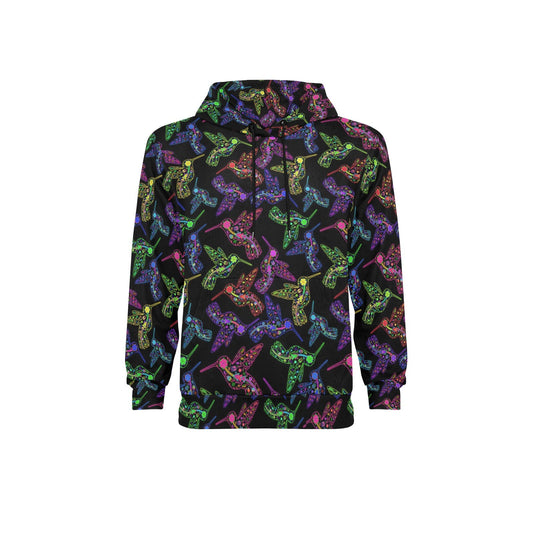 Neon Floral Hummingbirds Fleece Hoodie
