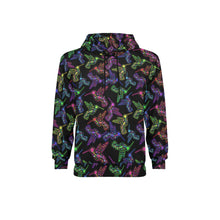 Load image into Gallery viewer, Neon Floral Hummingbirds Men&#39;s Long Sleeve Fleece Hoodie
