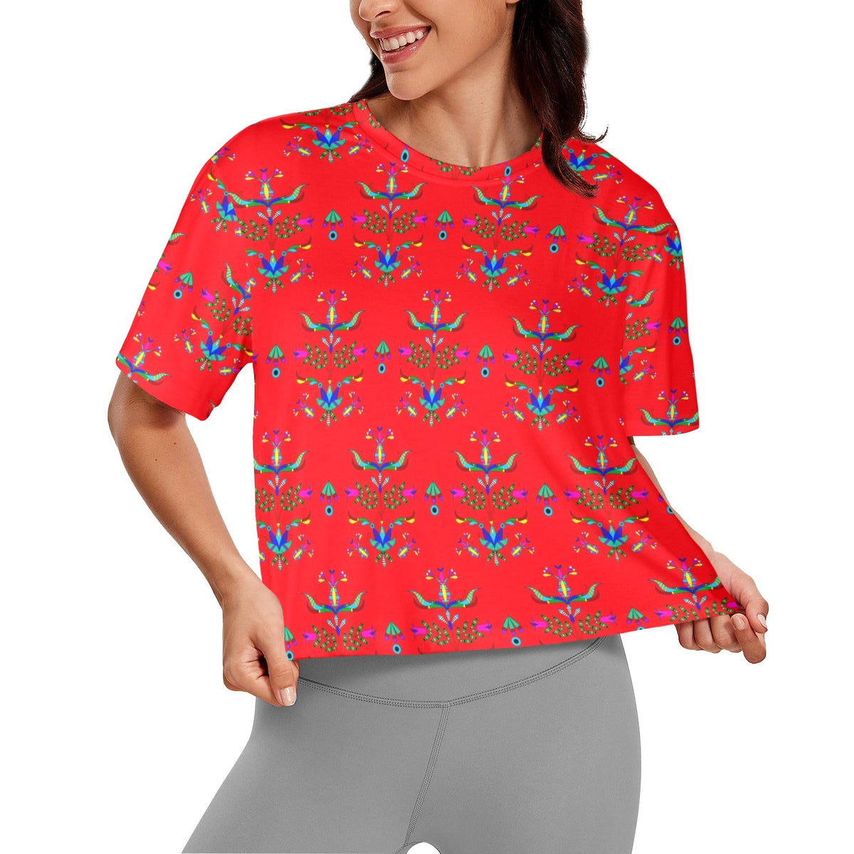 Dakota Damask Red Crop Top