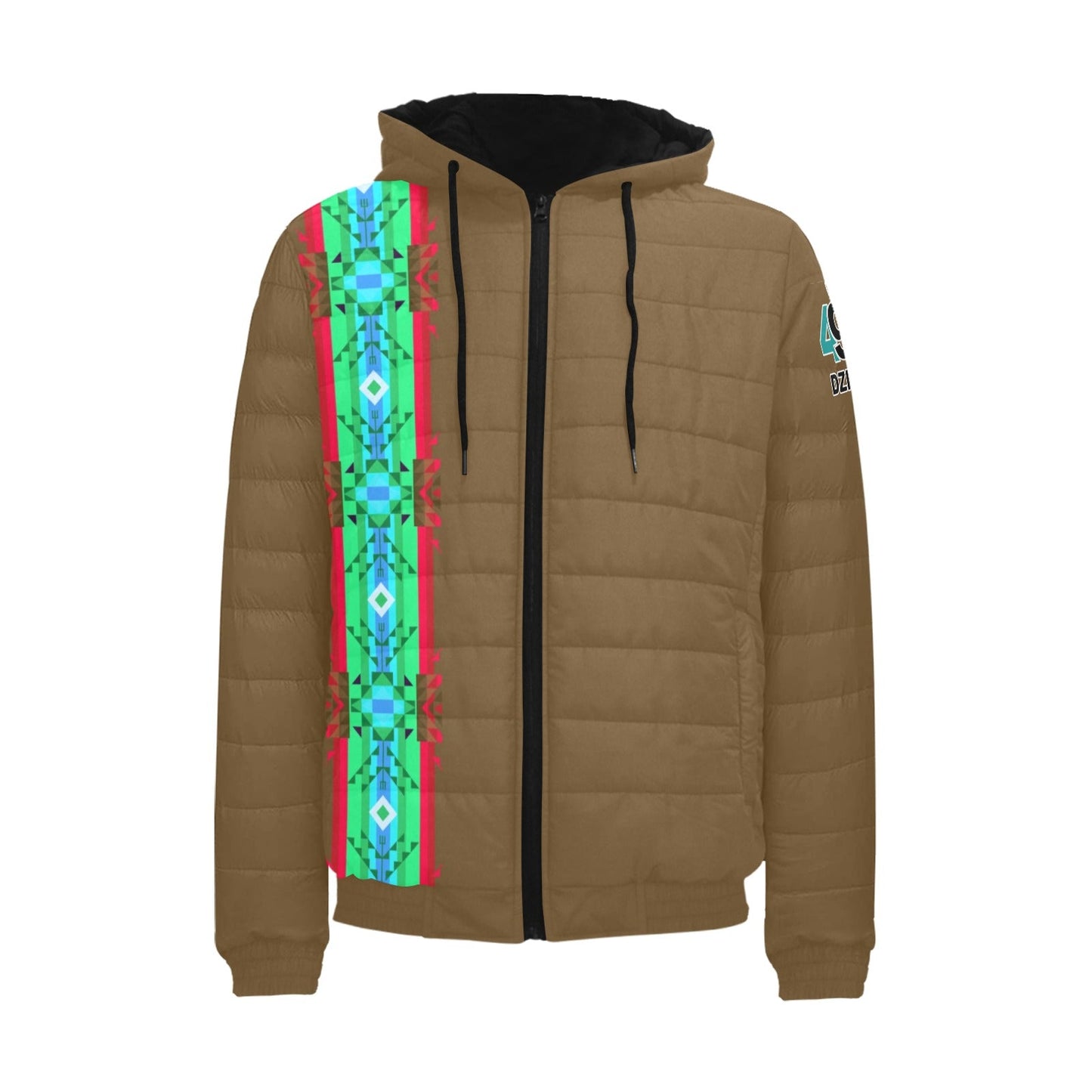 Blanket Strip Earth Men's Padded Hooded Jacket