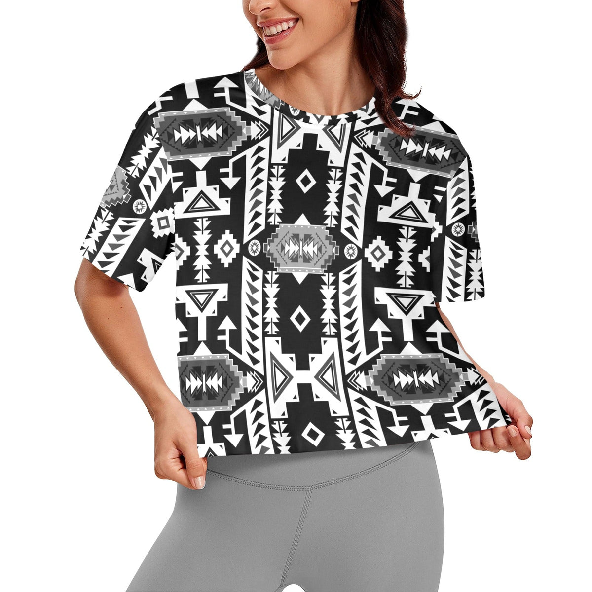 Chiefs Mountain Black and White Crop Top