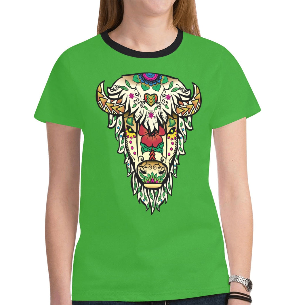 Buffalo Spirit Guide (Green) New T-shirt for Women