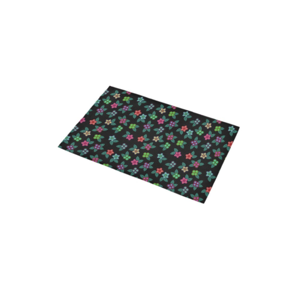 Berry Flowers Black Bath Rug 16''x 28''