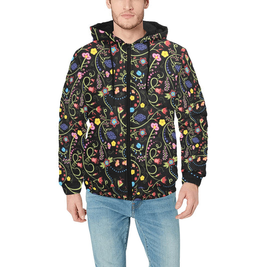 Fresh Fleur Midnight Men's Padded Hooded Jacket