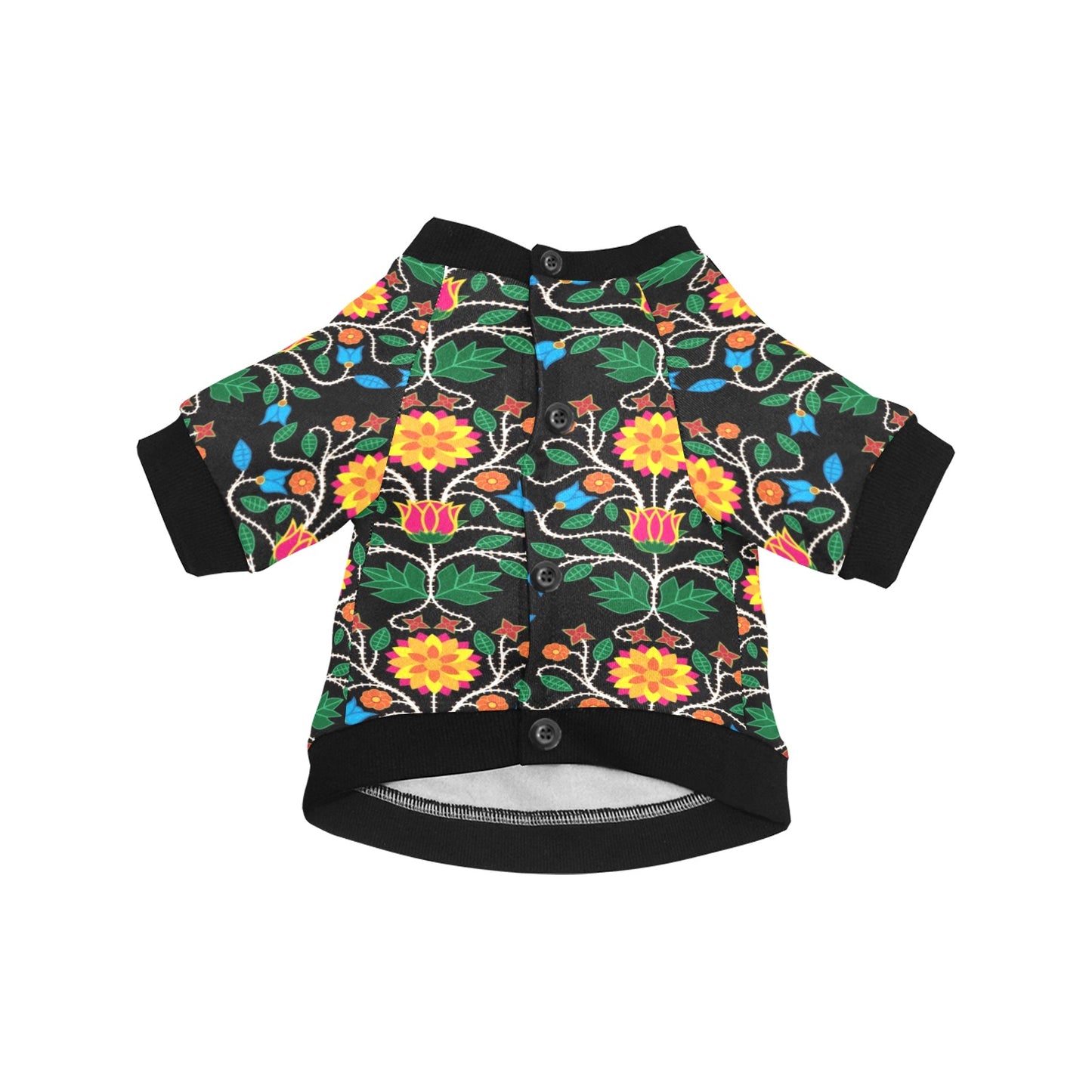 Floral Beadwork Four Clans Pet Dog Round Neck Shirt
