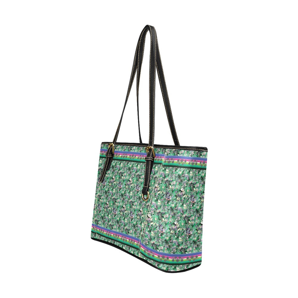 Culture in Nature Green Leather Tote Bag