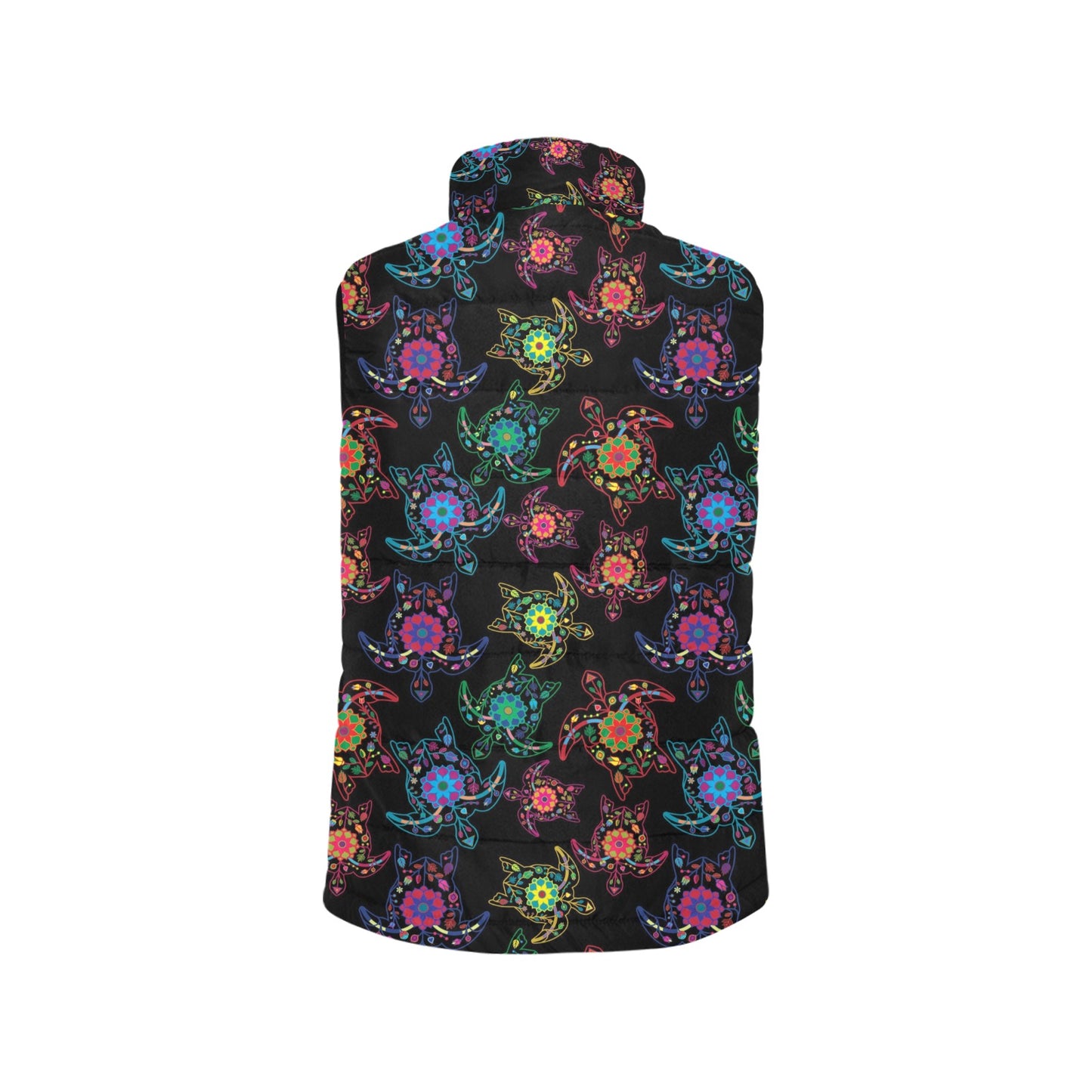 Neon Floral Turtles Men's Padded Vest Jacket