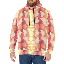 Load image into Gallery viewer, Butterfly and Roses on Geometric Men&#39;s Long Sleeve Fleece Hoodie
