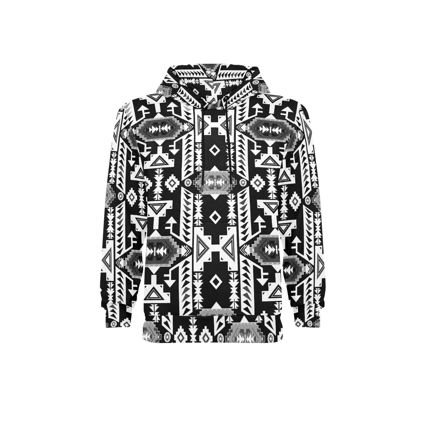 Chiefs Mountain Black and White Men's Long Sleeve Fleece Hoodie