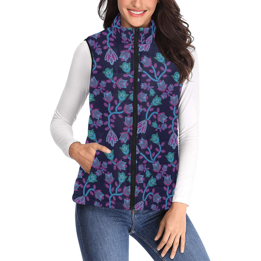 Beaded Blue Nouveau Women's Padded Vest Jacket