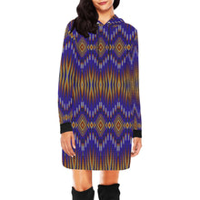 Load image into Gallery viewer, Fire Feather Blue Hoodie Dress
