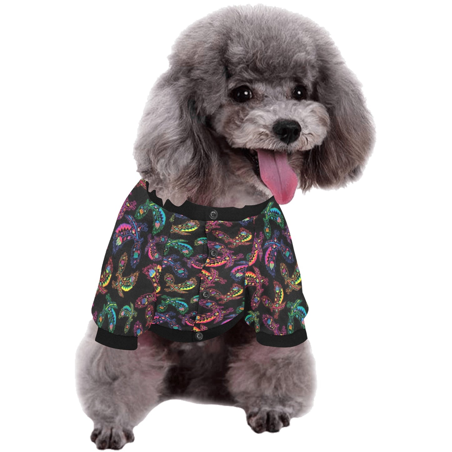 Neon Floral Eagles Pet Dog Round Neck Shirt