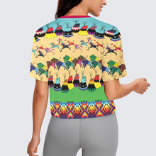 Load image into Gallery viewer, Horses and Buffalo Ledger Pink Crop Top
