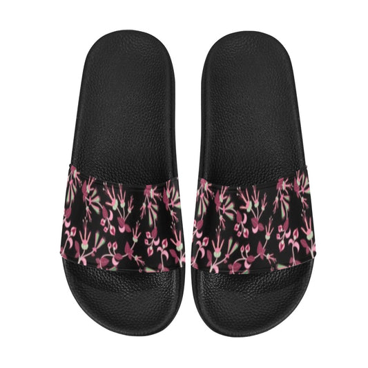 Floral Green Black Women's Slide Sandals