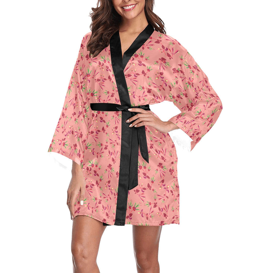 Swift Floral Peach Rouge Remix Long Sleeve Kimono Robe