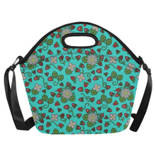 Load image into Gallery viewer, Strawberry Dreams Turquoise Neoprene Lunch Bag/Large
